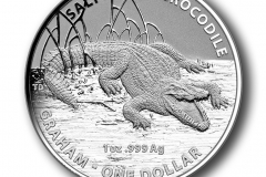 Australian Saltwater Crocodile - Graham 2014 $1 Silver Frosted coin