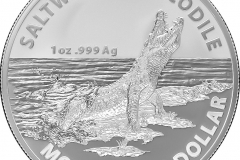 Saltwater Crocodile Monty One Dollar Silver Frosted Unc.Silver
